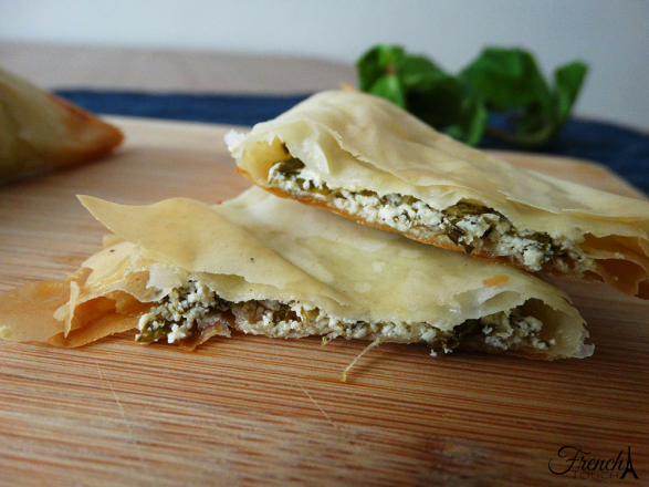 goat cheese and herbs filo pastry triangles